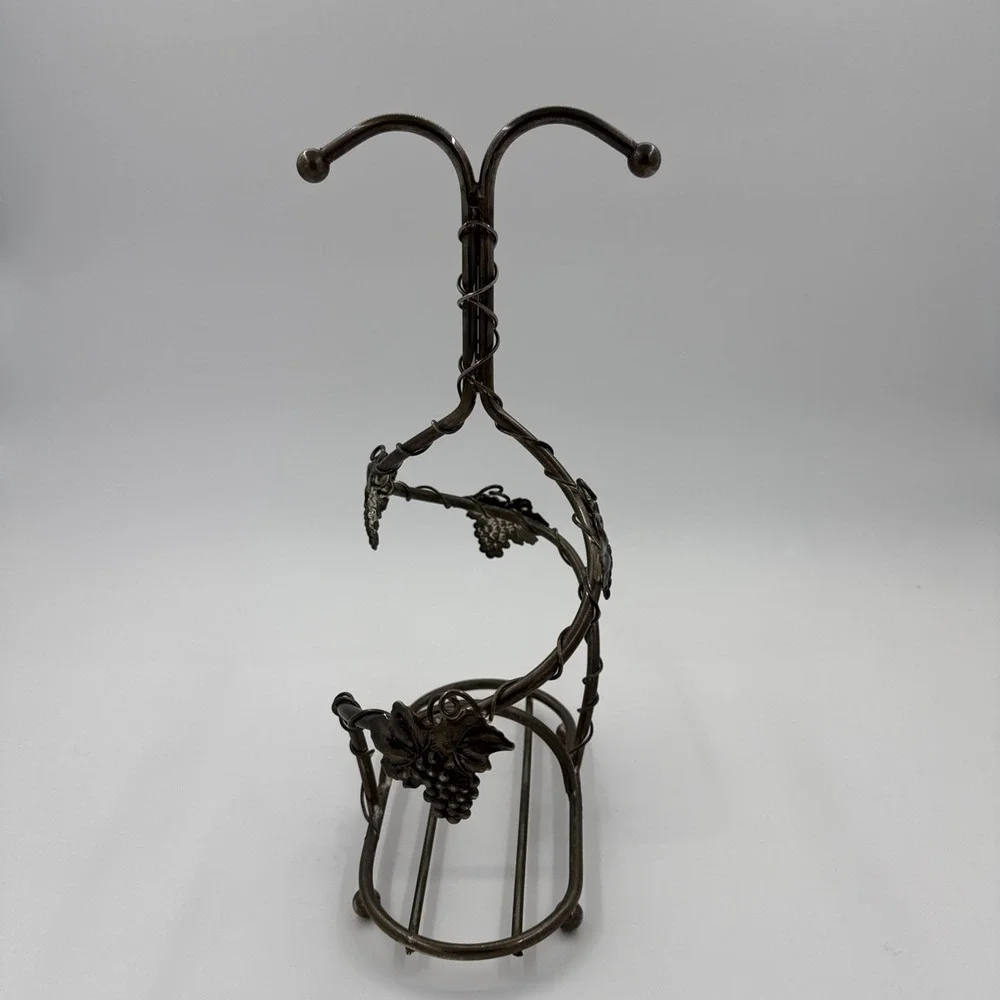 Vintage French Silea Silver Plated Double Wine Bottle‎ Holder With Grapevine